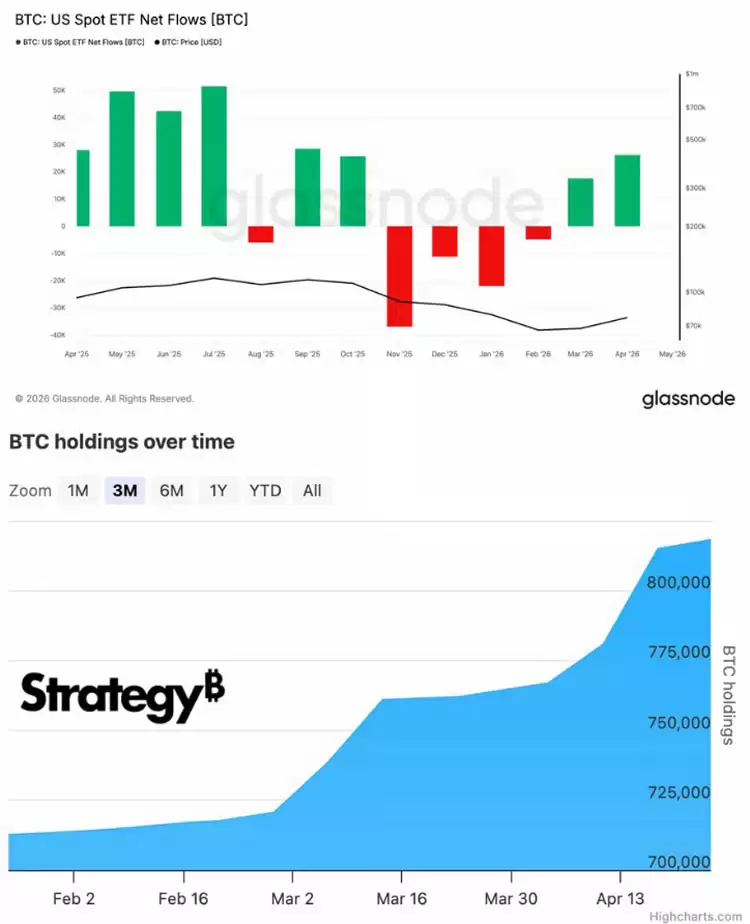 比特币ETF月度净资金流与策略持仓对比