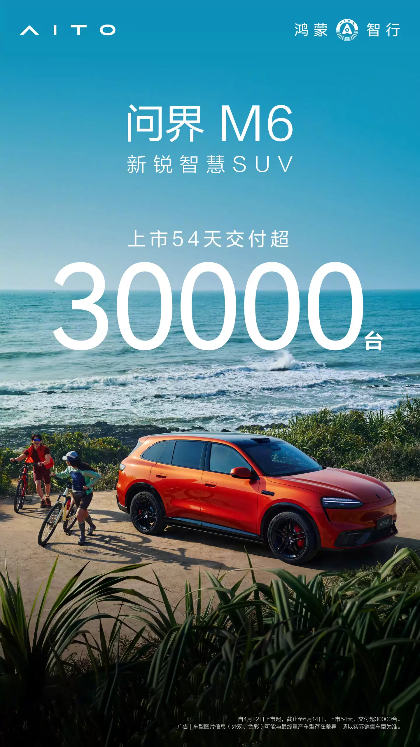 售价25.98万元起,鸿蒙智行问界M6上市54天交付超3万台