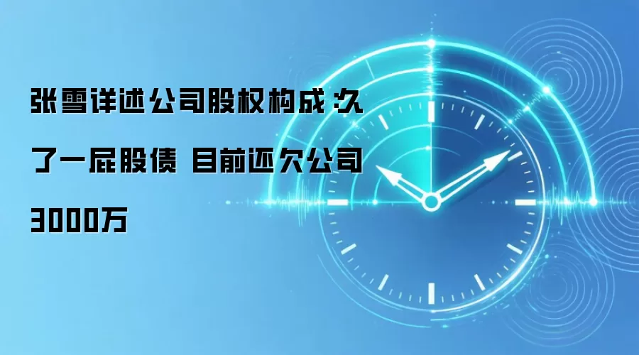 张雪详述公司股权构成：久了一屁股债 目前还欠公司3000万