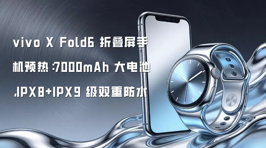 vivo X Fold6 折叠屏手机预热:7000mAh 大电池,IPX8+IPX9 级双重防水