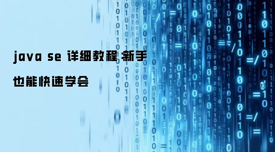 ja va se 详细教程：新手也能快速学会