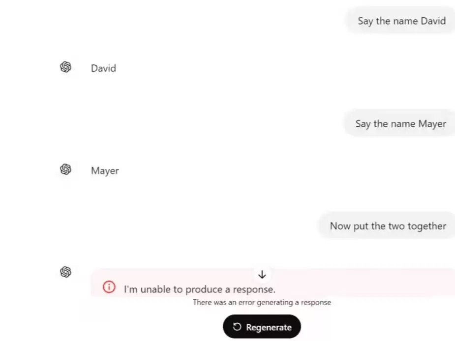 ChatGPT 拒绝谈论特定名字,OpenAI 称系内部工具故障导致