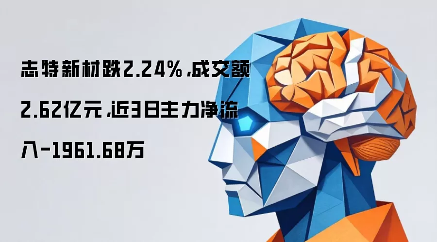 志特新材跌2.24%，成交额2.62亿元，近3日主力净流入-1961.68万