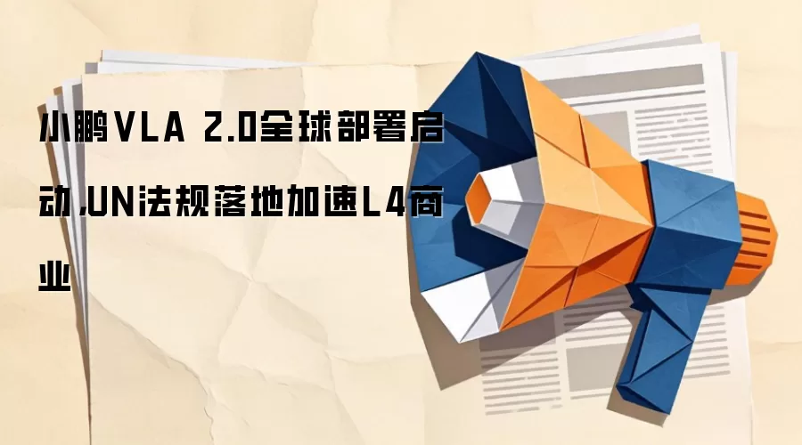 小鹏VLA 2.0全球部署启动，UN法规落地加速L4商业