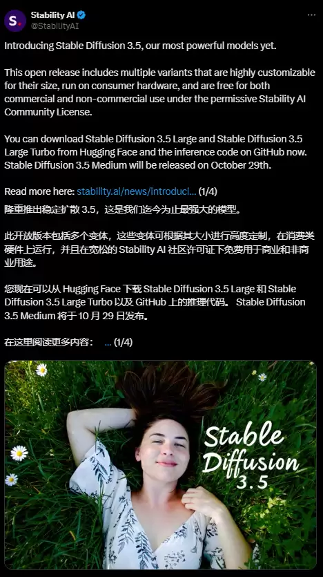 开源文生图 AI 重磅选手上新:Stable Diffusion 3.5 最强全家桶登场、消费级硬件上“开箱即用”