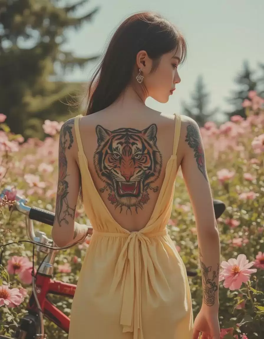 用AI绘图画出超真实的纹身小姐姐,一款以叛逆女孩纹身为主题的Flux LORA模型