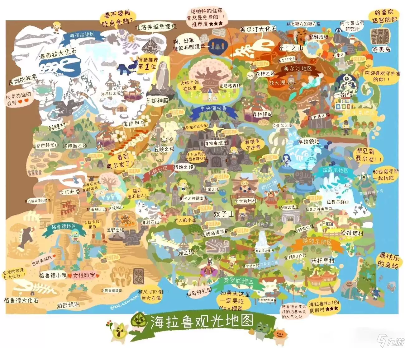 《塞尔达传说:旷野之息》海拉鲁观光地图中文版