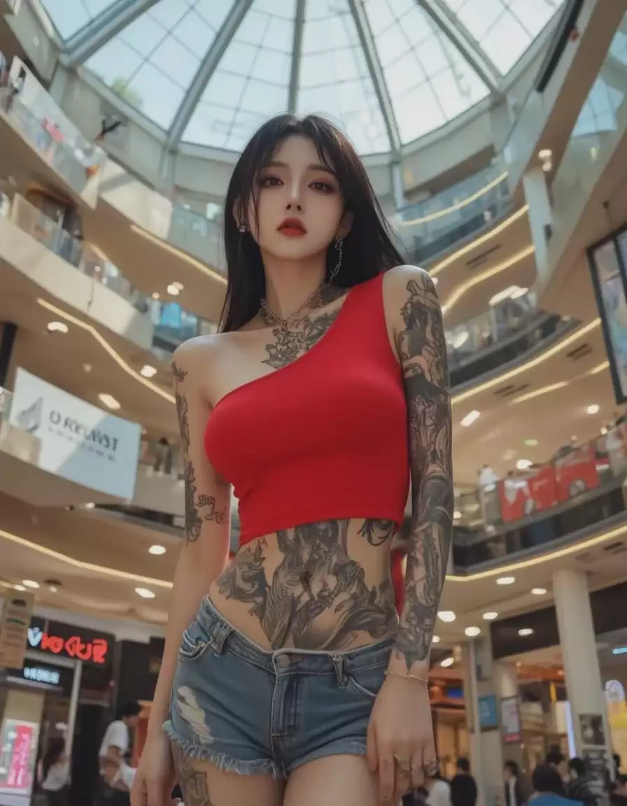 用AI绘图画出超真实的纹身小姐姐,一款以叛逆女孩纹身为主题的Flux LORA模型