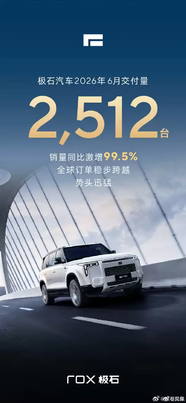 6月都没过完 极石汽车抢先公布交付数据 同比大增99.5%