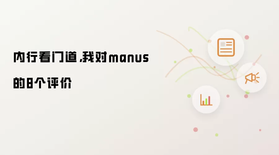 内行看门道,我对manus的8个评价