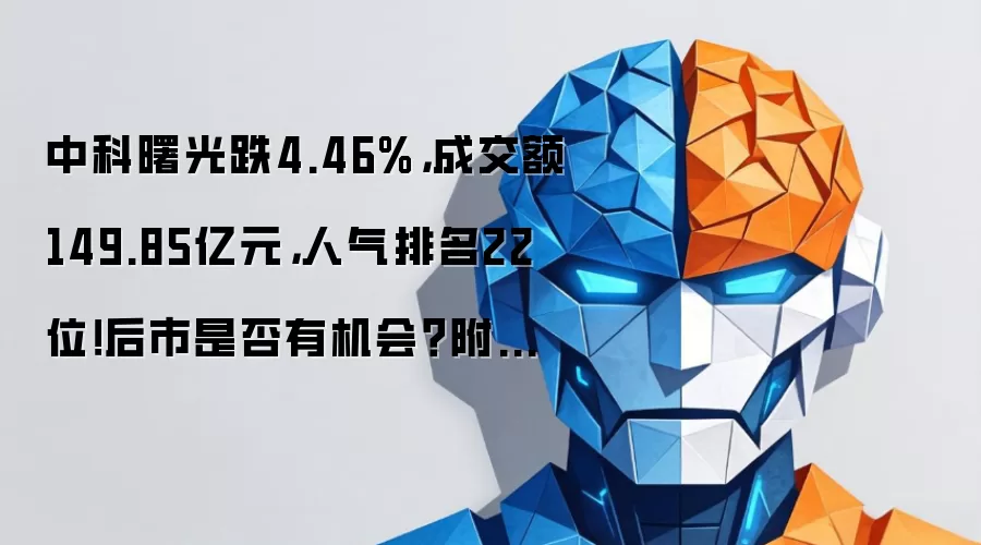 中科曙光跌4.46%，成交额149.85亿元，人气排名22位！后市是否有机会？附走势预测