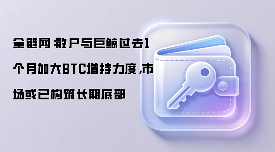 全链网:散户与巨鲸过去1个月加大BTC增持力度,市场或已构筑长期底部