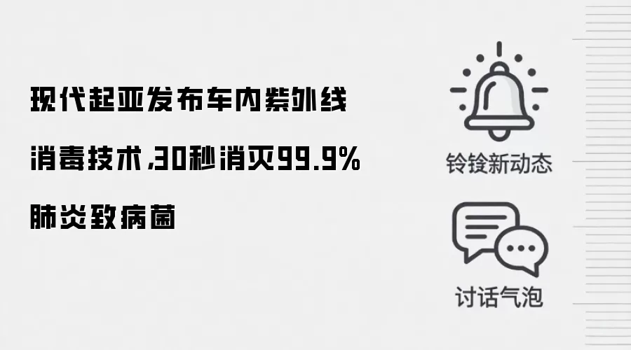 现代起亚发布车内紫外线消毒技术，30秒消灭99.9%肺炎致病菌