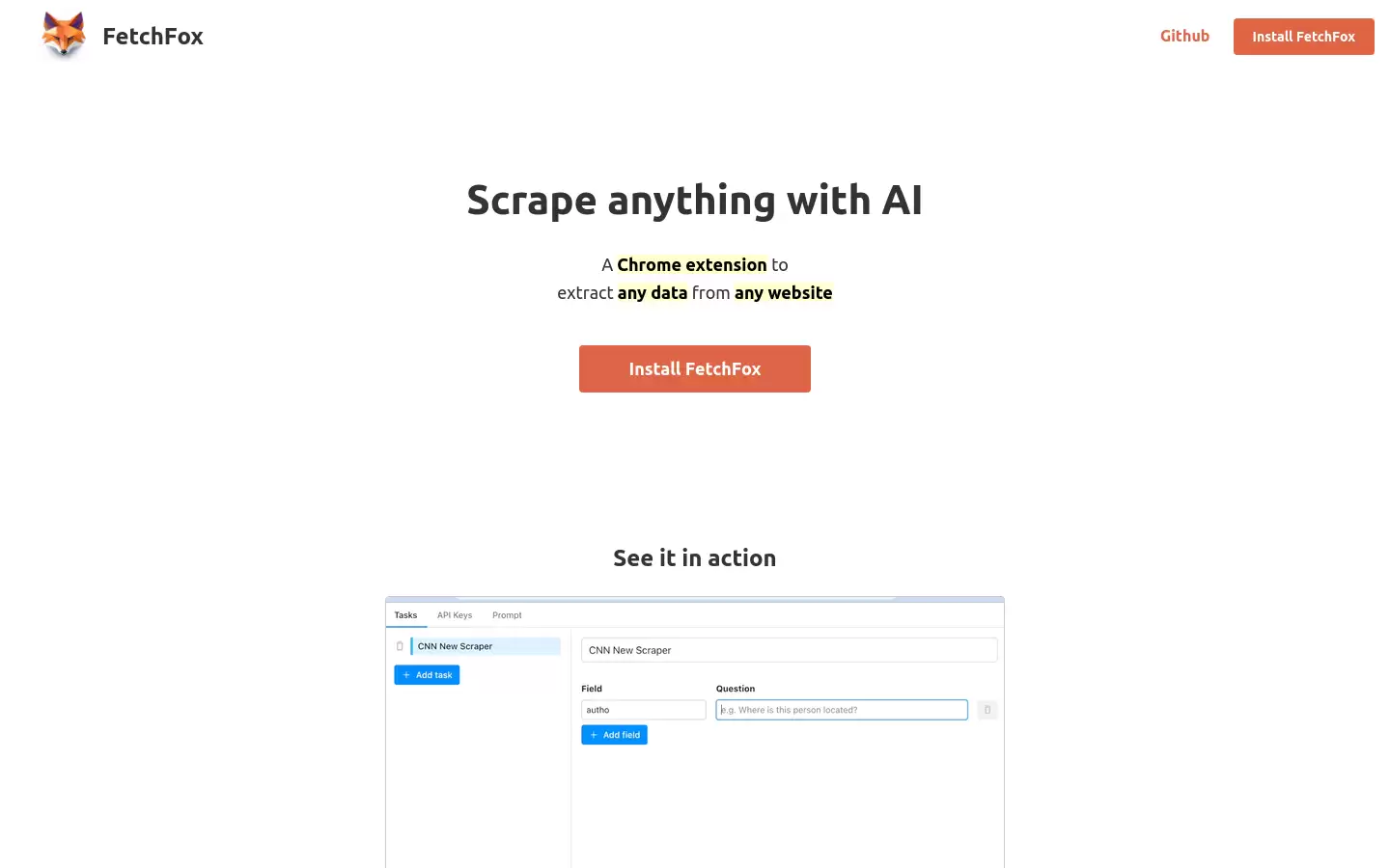 FetchFox : AI 智能网页抓取工具