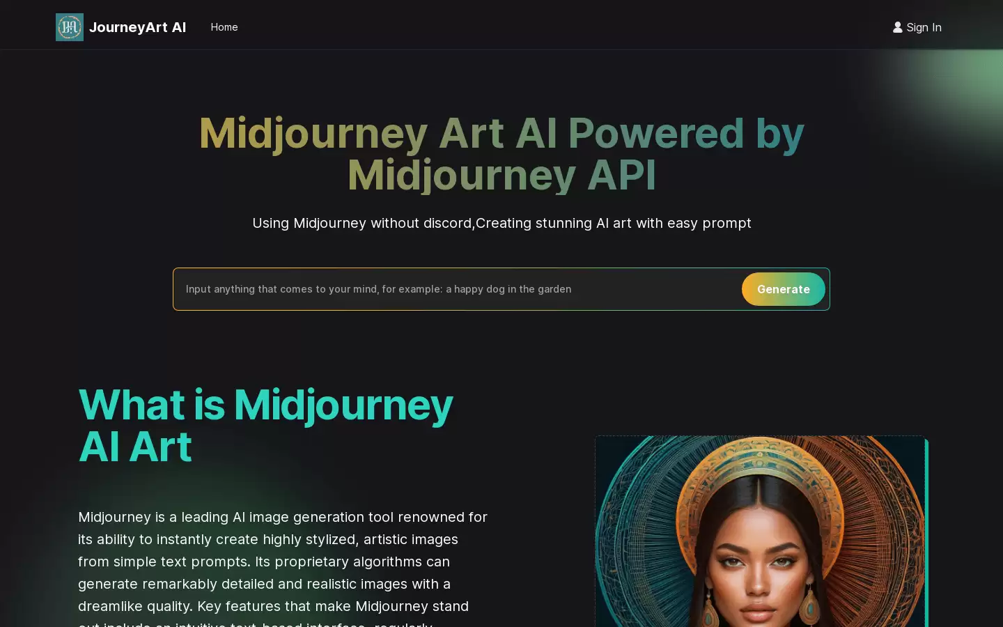 Midjourney Art AI Generator : AI艺术生成器，通过文本提示创作图像