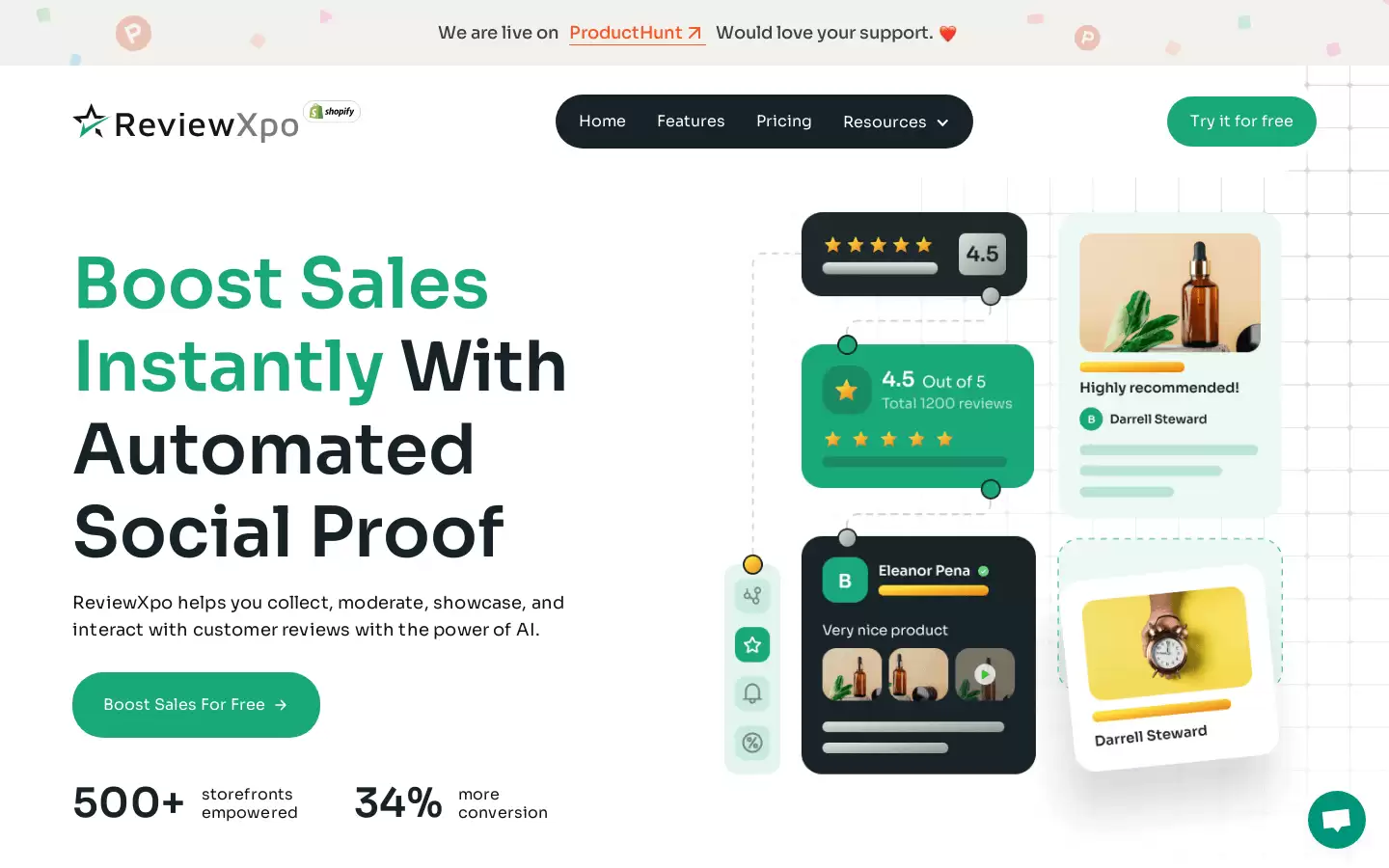 ReviewXpo : 店铺类Shopify审核和展示客户评论的应用程序。