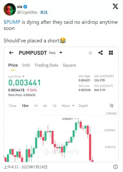 PUMP代币价格崩溃!社群狠批团队背叛忠实支持者