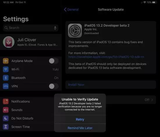 iPad Pro用户升级iPadOS 13.2 Beta 2后变砖了怎么办？