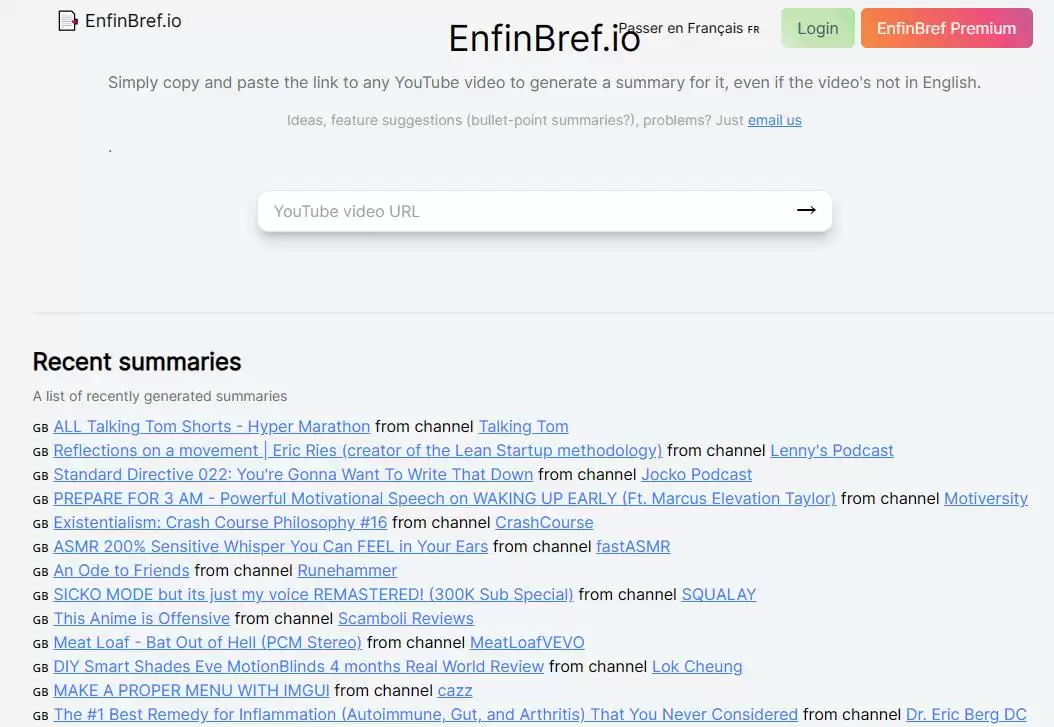 EnfinBref.io : 一键生成YouTube视频摘要