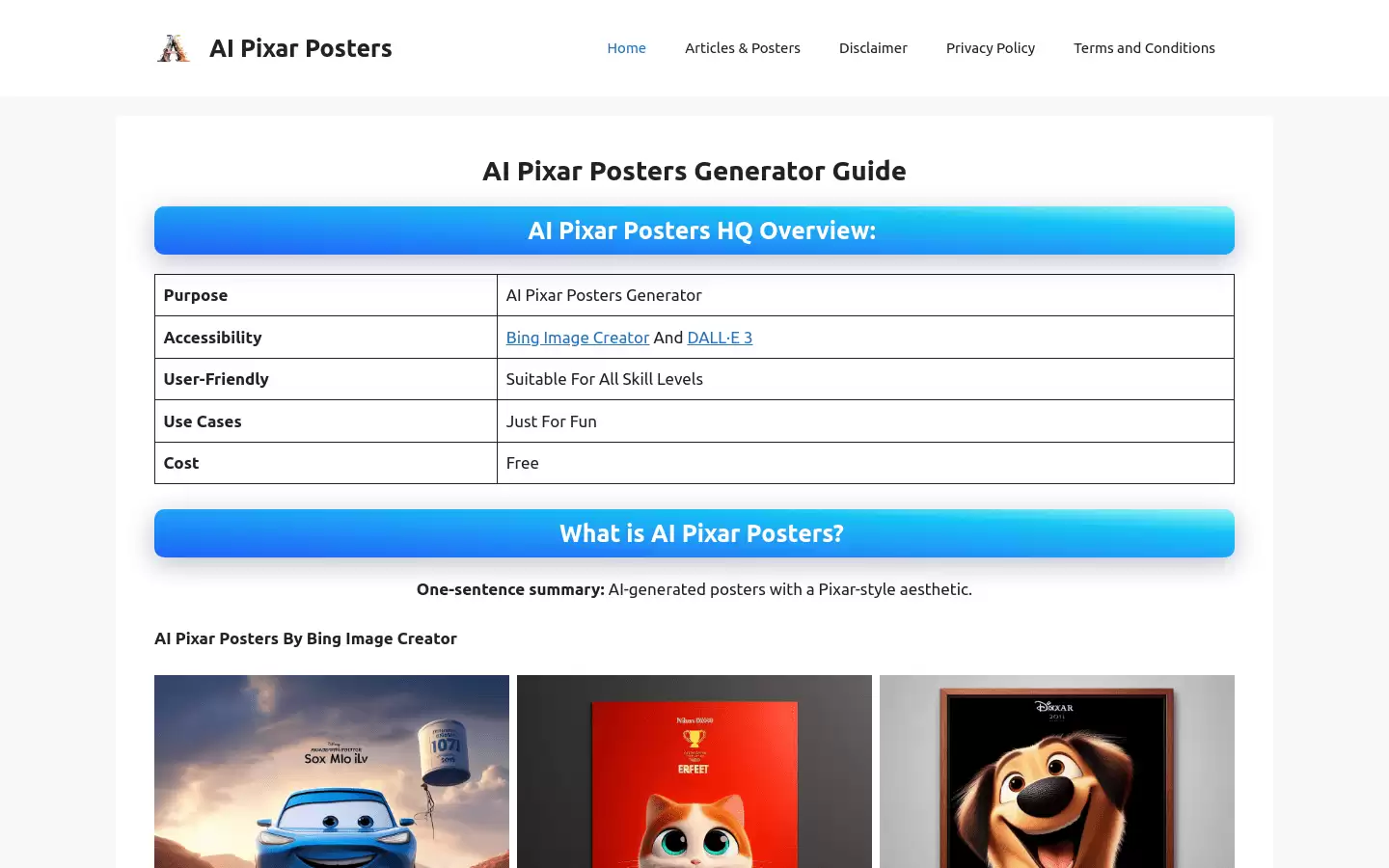 AI Pixar Posters : AI生成Pixar风格的海报