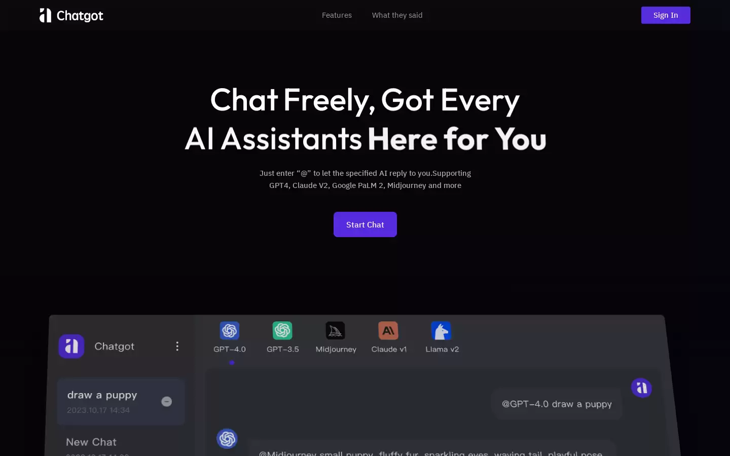 Chatgot : Chatgot是一个多AI聊天的平台