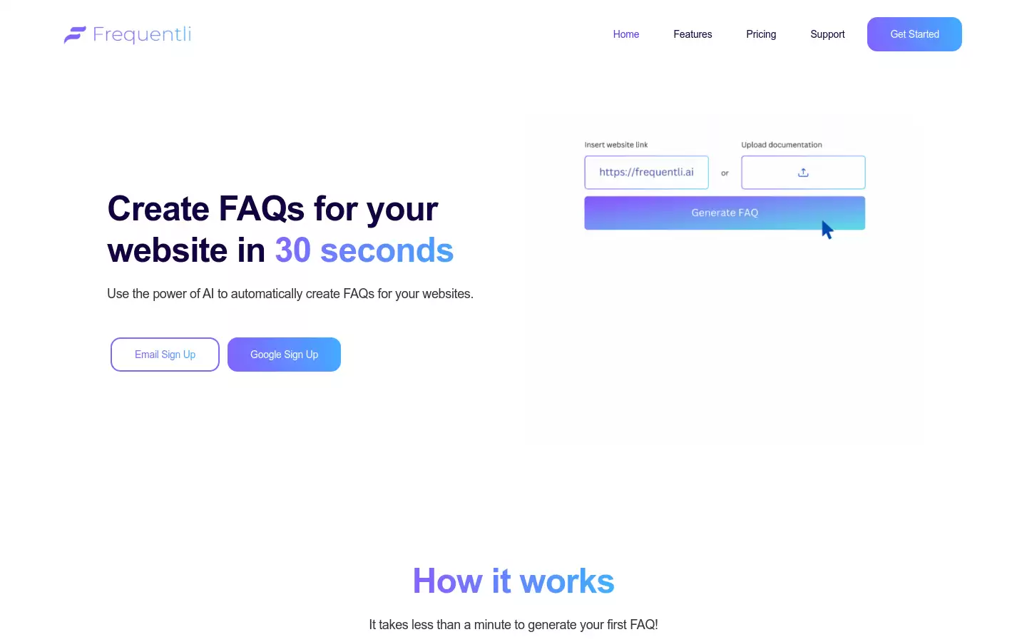 Frequentli : 使用AI生成FAQ，30秒内完成