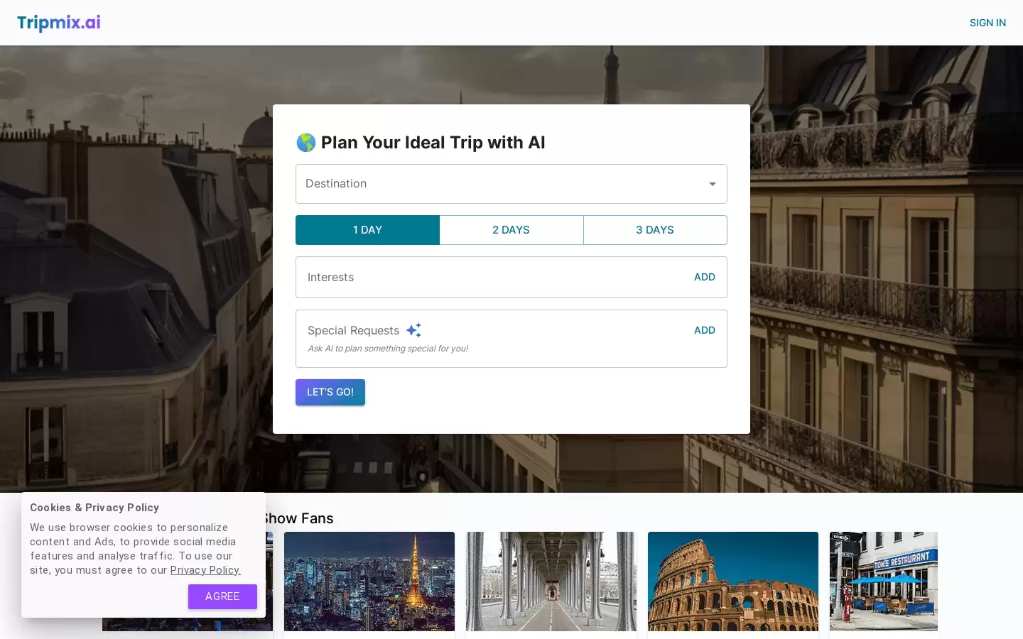 Tripmix.ai : AI旅行规划助手,为你匹配理想行程