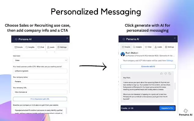 Persana AI - GPT for LinkedIn, Gmail, Hubspot : 写销售邮件，生成AI智能回复，LinkedIn、Gmail、Hubspot集成