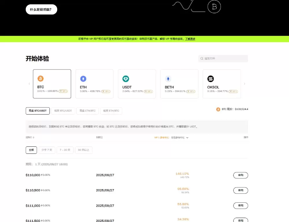 OKX双币赢VIP 专属利率