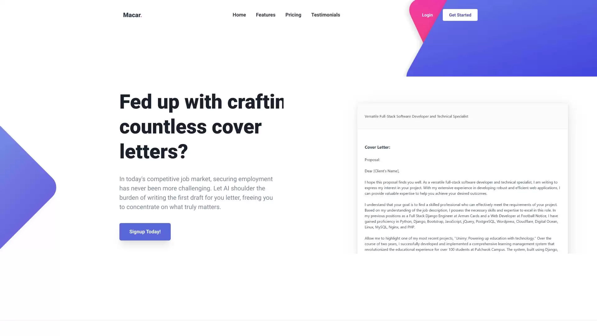Macar AI : 自动化求职信撰写系统