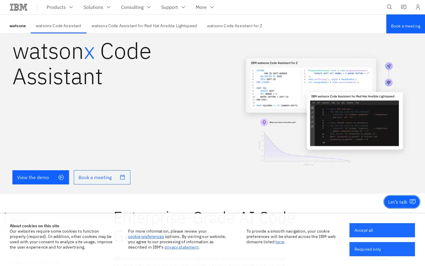 IBM watsonx Code Assistant : IBM watsonx Code Assistant利用生成式AI加速代码生成,提高开发人员的生产力。