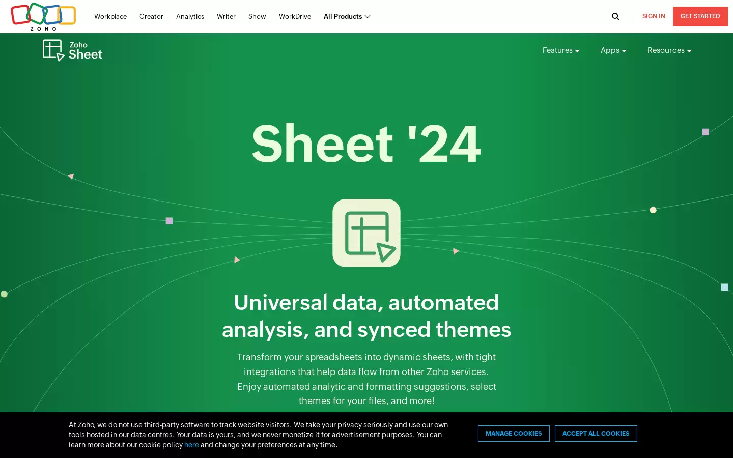 Zoho Sheet : Zoho Sheet提供功能强大的电子表格工具