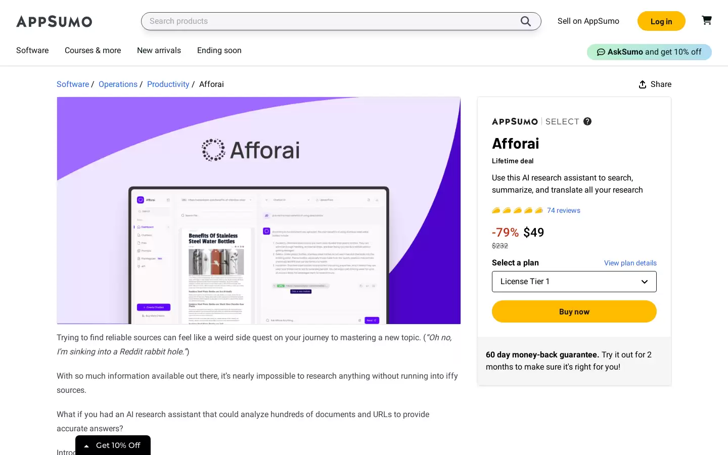 Afforai : 用AI助手搜索、总结和翻译所有的研究