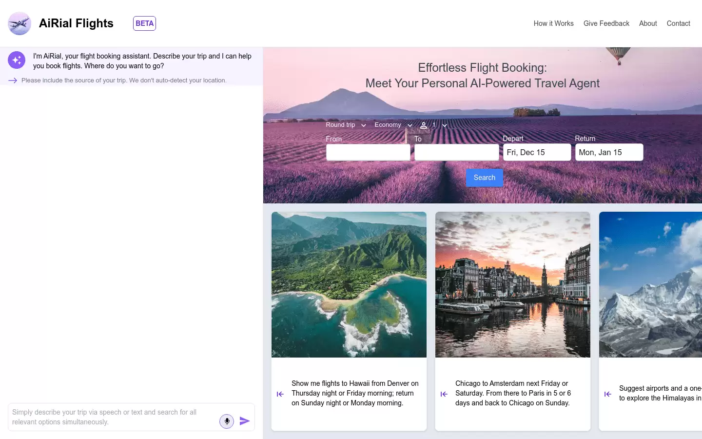AiRial Flights : 轻松预订机票：遇见您的个人 AI 旅行顾问