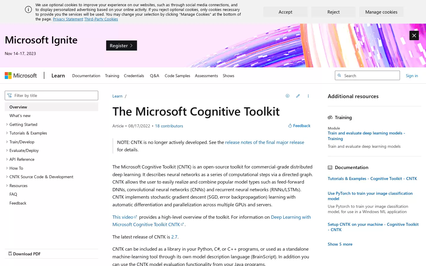 Microsoft Cognitive Toolkit : 开源分布式深度学习工具