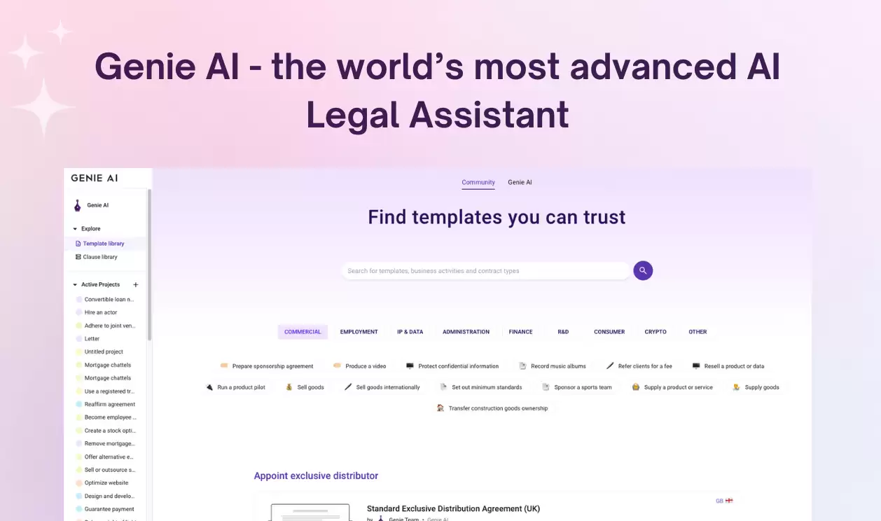 GenieAI.co : Genie是一个基于集体智慧的法律文书创作平台