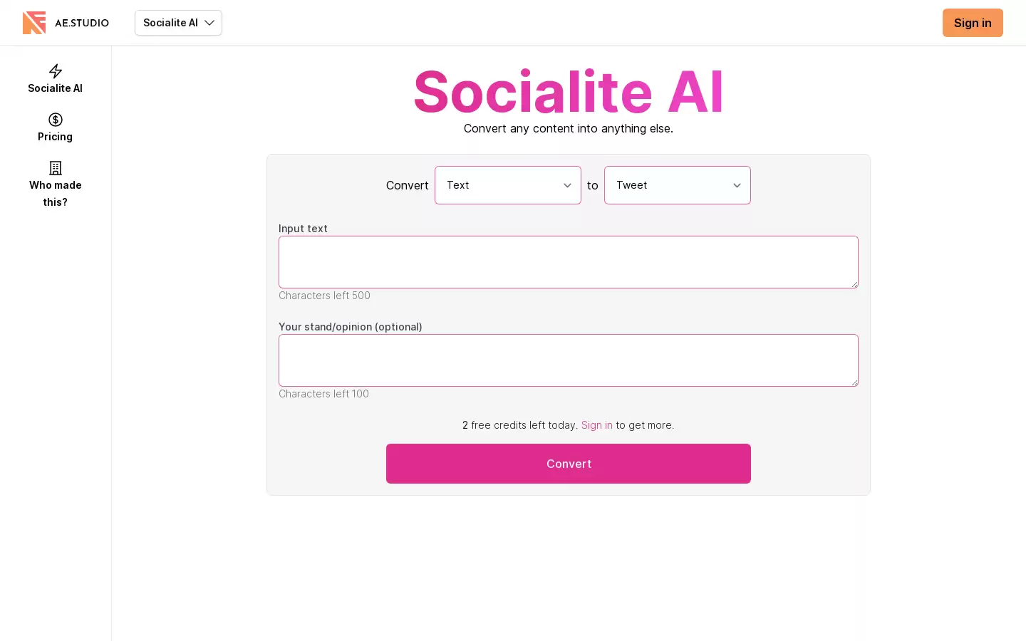Socialite AI : 将任何内容转换为其他任何内容