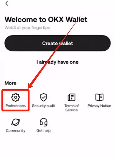 欧易 Wallet 设置入口