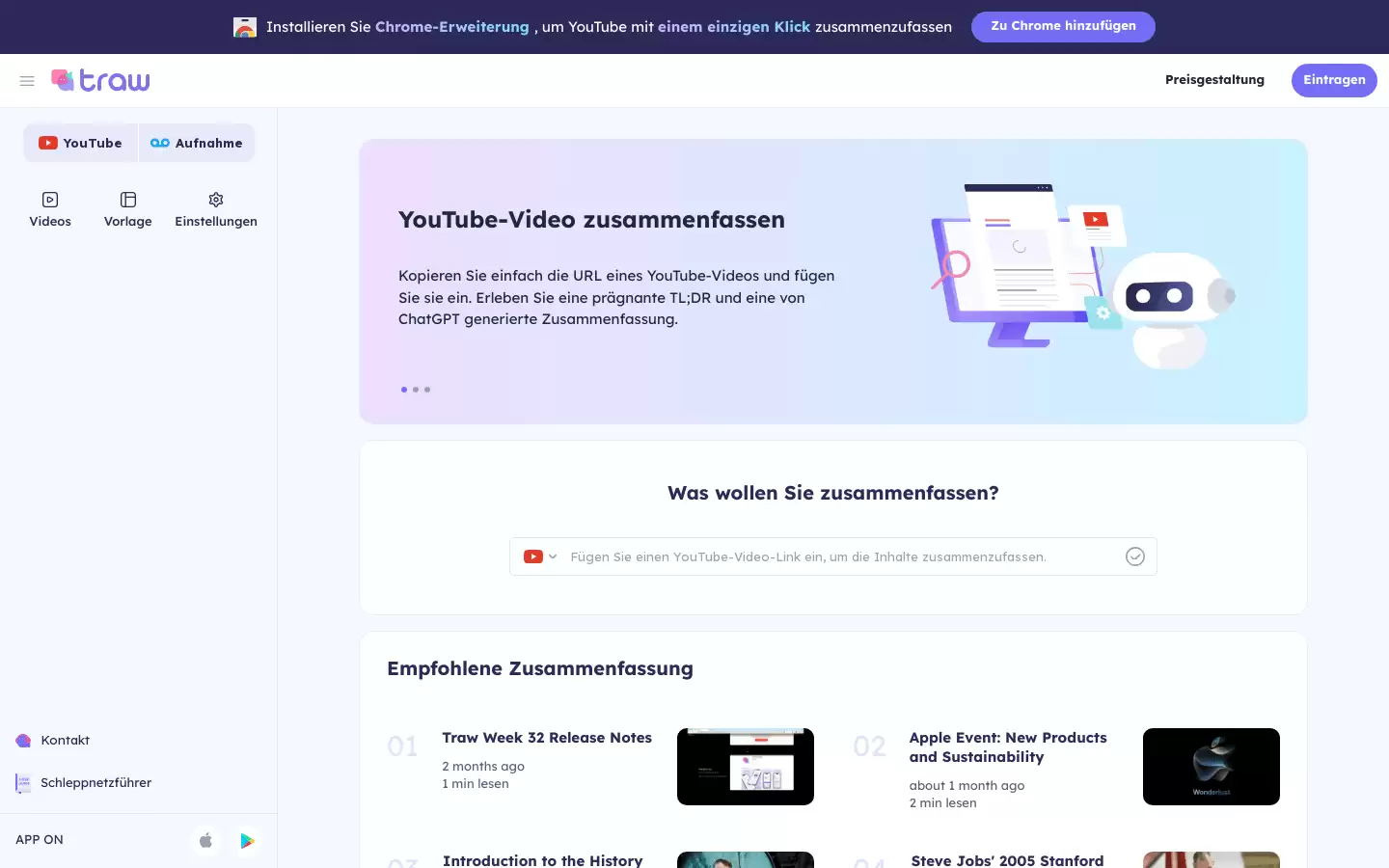 traw : 总结 YouTube 视频,提取要点