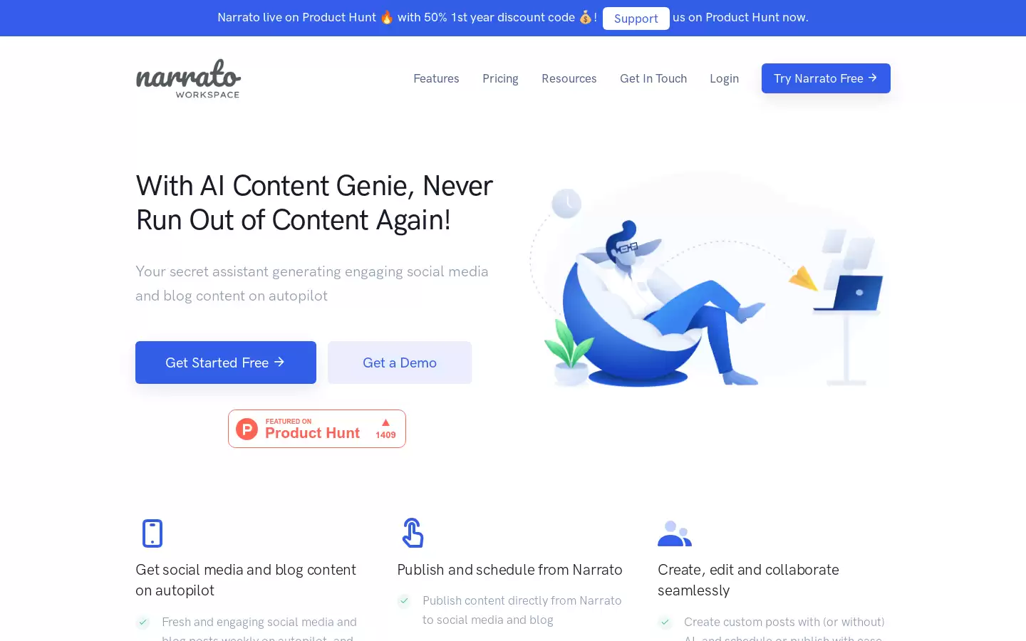 AI Content Genie : AI社交媒体与博客自动内容生成器