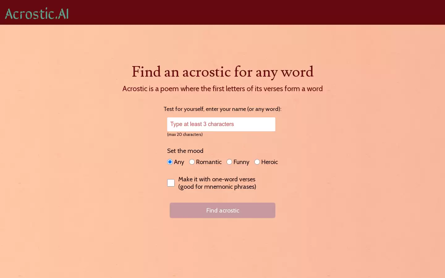 Acrostic AI : 生成任意词语的藏头诗