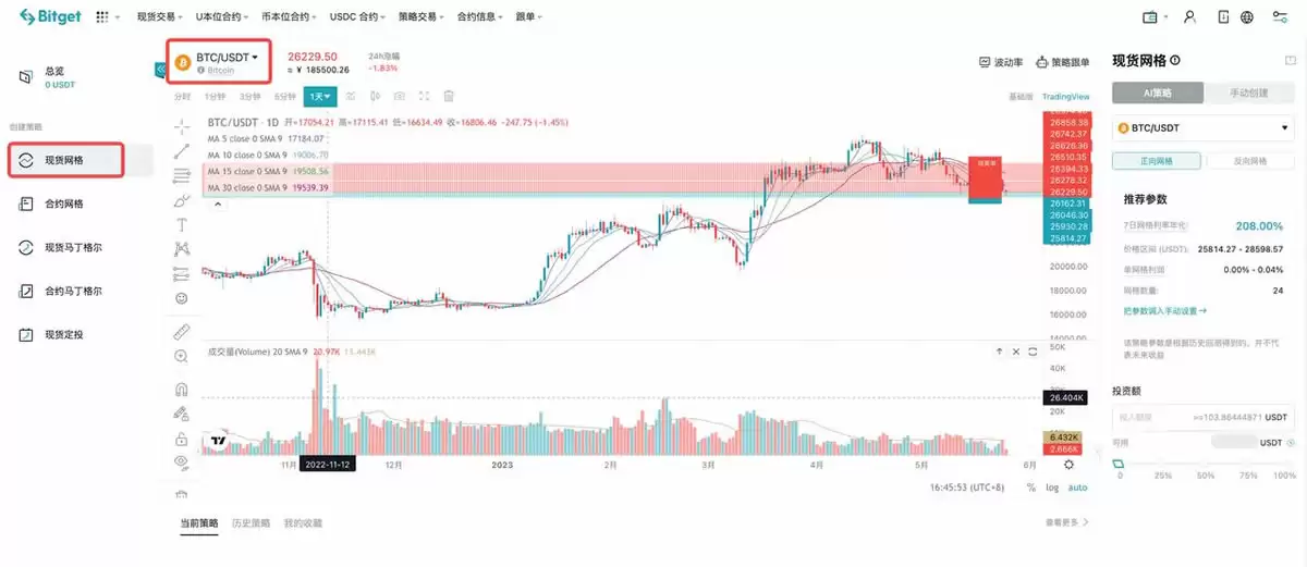 Bitget交易所现货网格交易操作教程(web/app版)