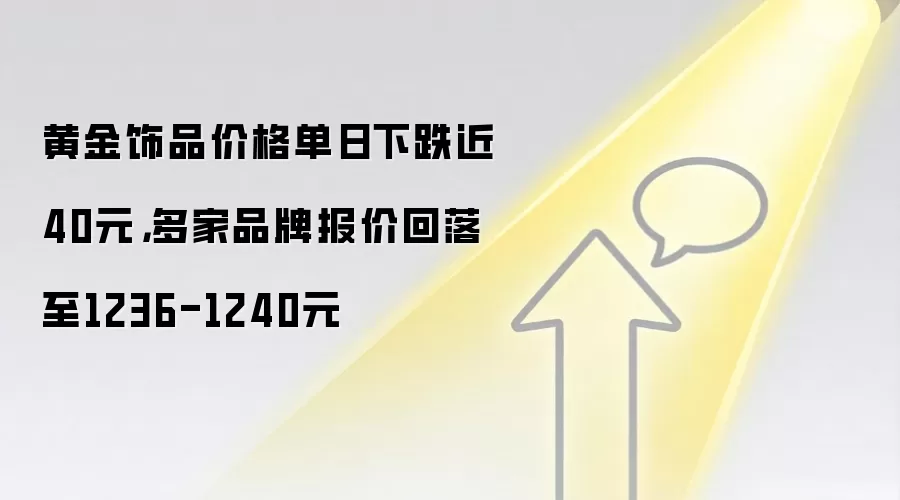 黄金饰品价格单日下跌近40元,多家品牌报价回落至1236-1240元