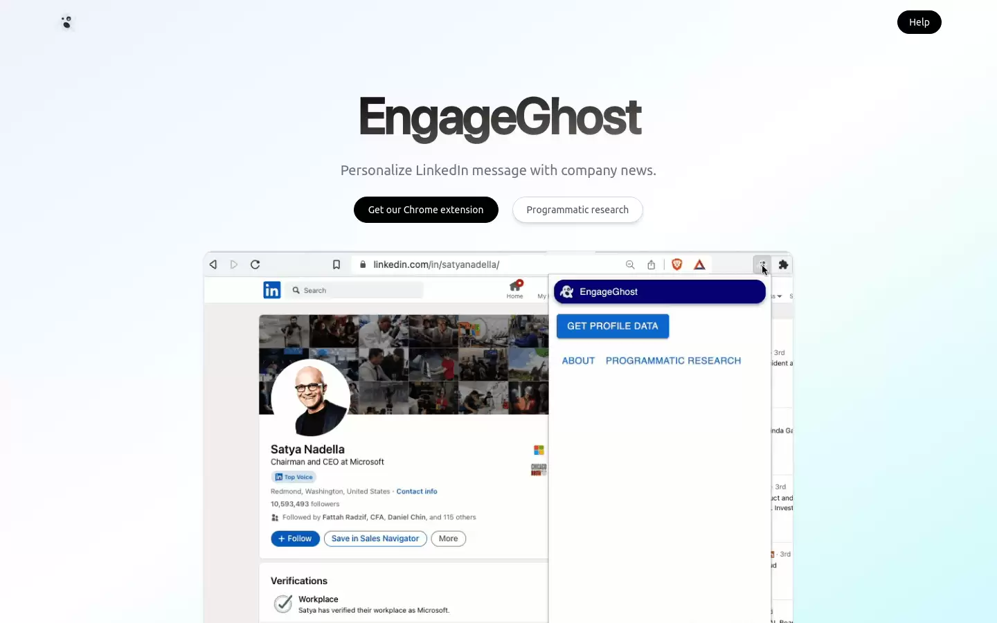 EngageGhost : 个性化LinkedIn消息,附带公司新闻。