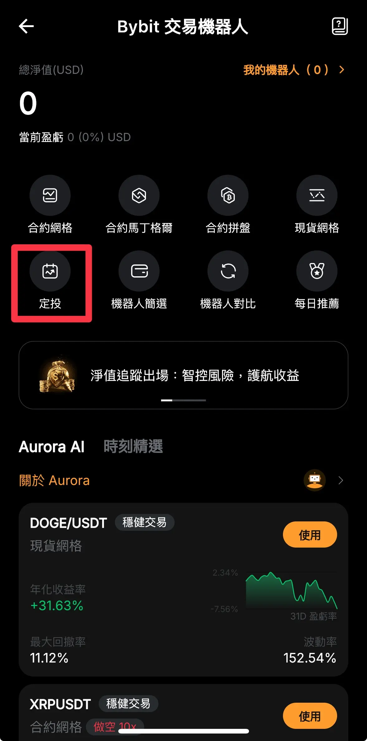 Bybit定投组合配置详情