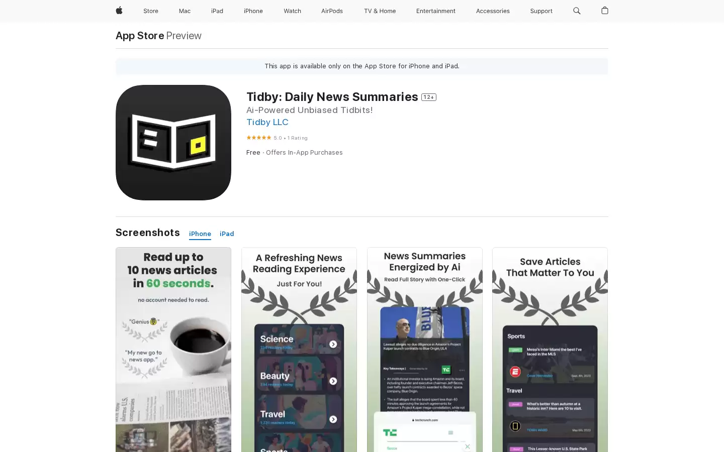 Tidby: Daily News Summaries : 个性化、智能化的新闻阅读器