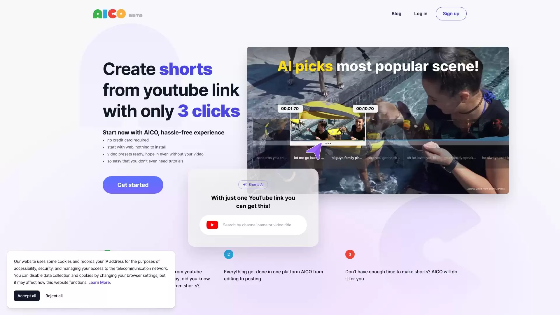 AICO : 只需3步，从YouTube链接创建短视频