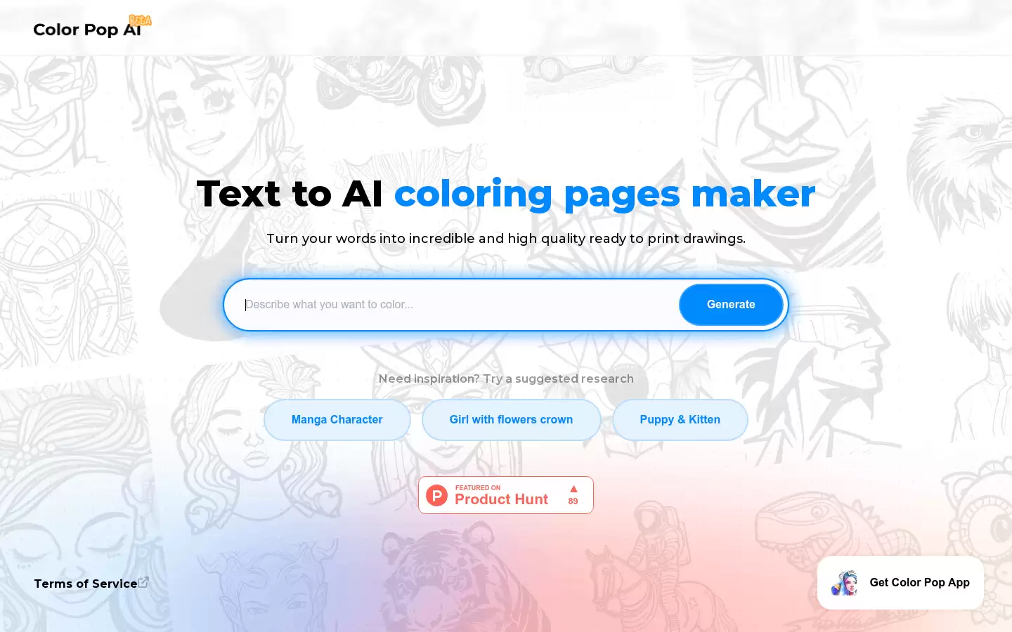 Color Pop - Coloring : 将文字转化为高质量涂色页