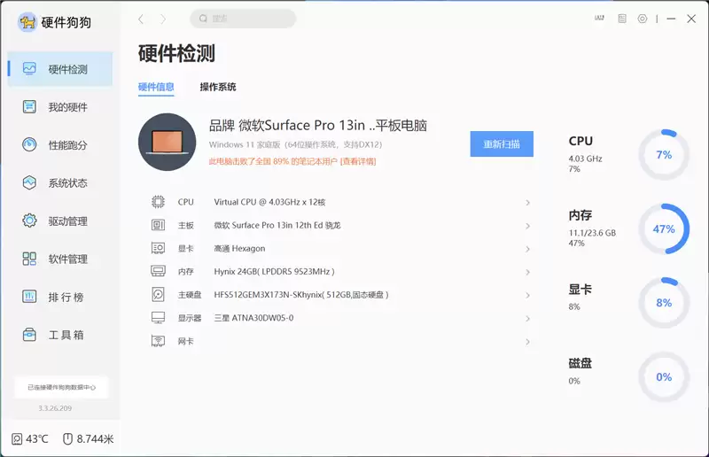 新一代 Surface Pro,13英寸评测:性能能效进步巨大 核显媲美最新X86