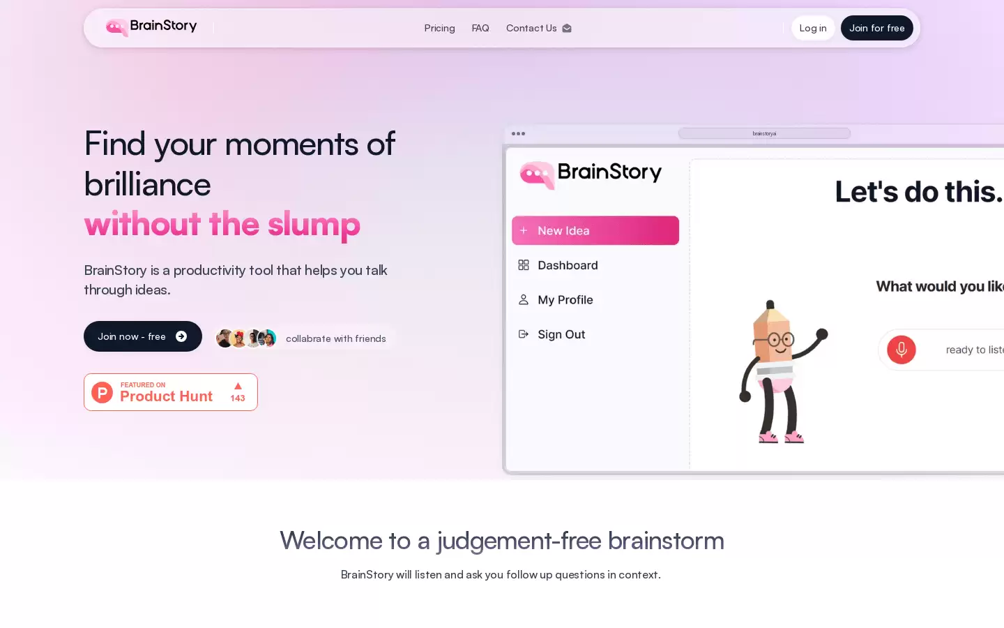 BrainStory : BrainStory是一个帮助您通过对话来思考创意的生产力工具